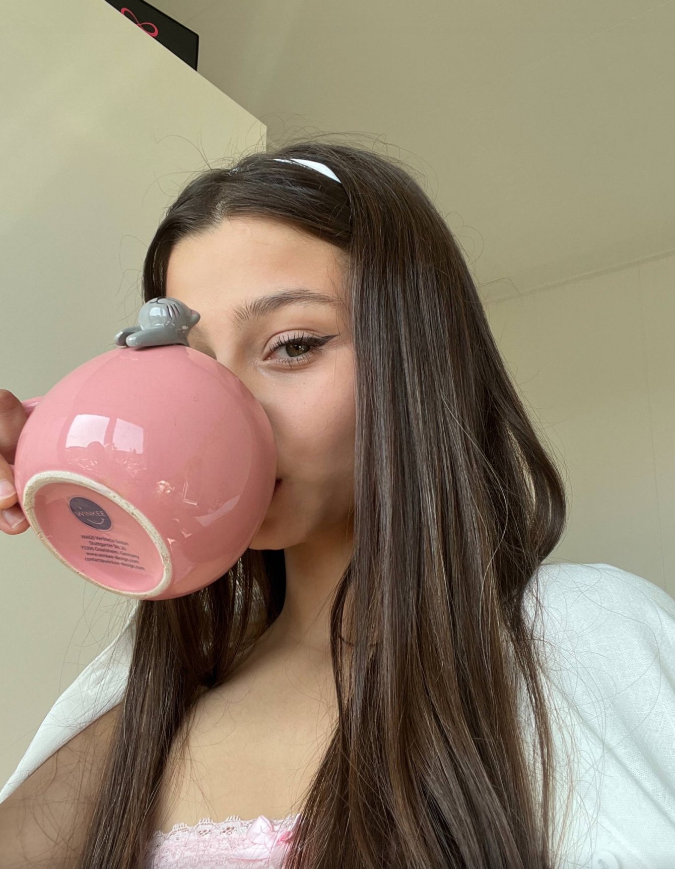 Pink cup in soft morning light